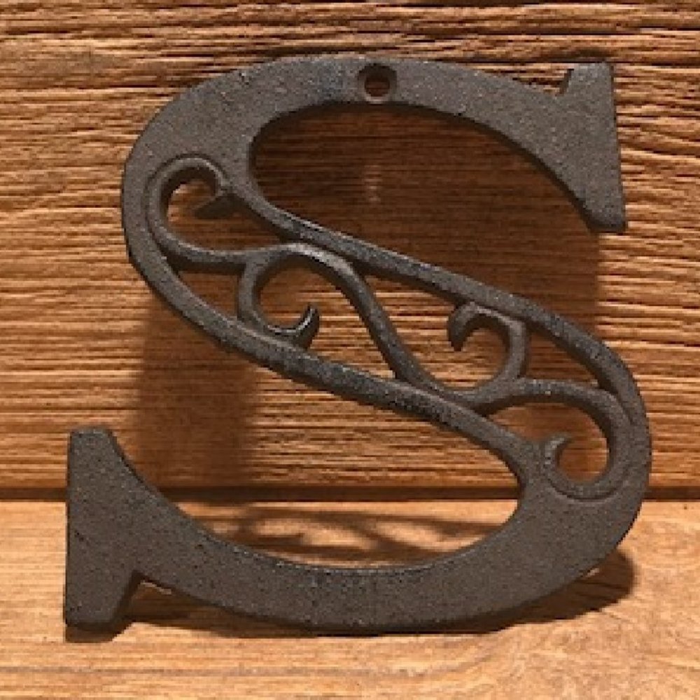 Cast Iron Letter "S" 4 5/8"tall Ornate Raw Cast Iron Ready for Paint 0184-0557-S